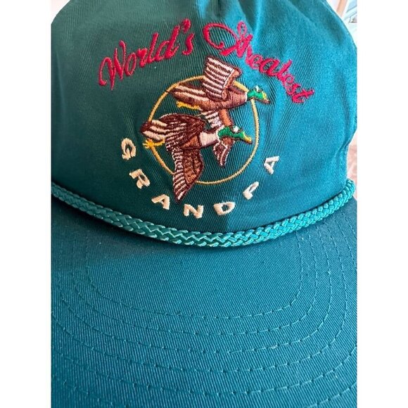World's Greatest Grandpa Hat Embroidered Adjustable Cap 100% Cotton Green One Si - Picture 3 of 7